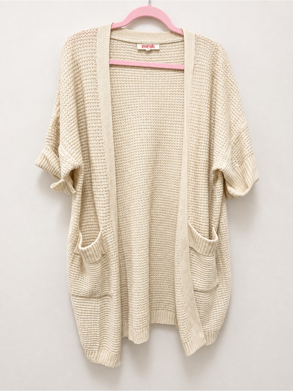 Mazik Cream Open-Front Short-Sleeve Cardigan